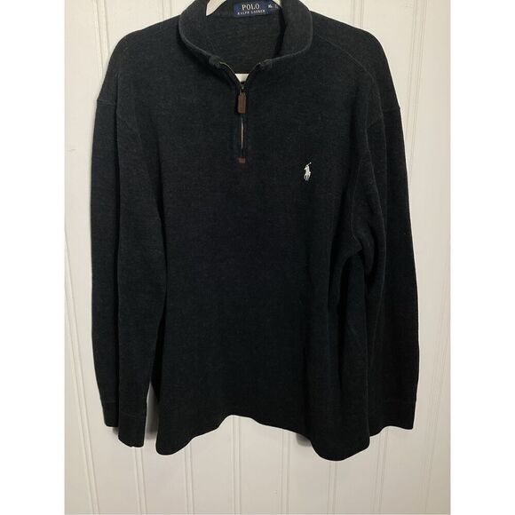 Polo Ralph Lauren Mens 1/4 Zip Performance Pullover Gray Logo Thick - Picture 2 of 9